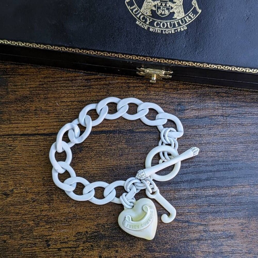 Juicy Couture Y2K Rare White Charm Puffy Heart Starter Bracelet